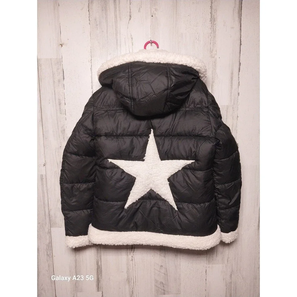 Sam Edelman girl's puffer jacket sherpa trim MEDIUM 10/12 black